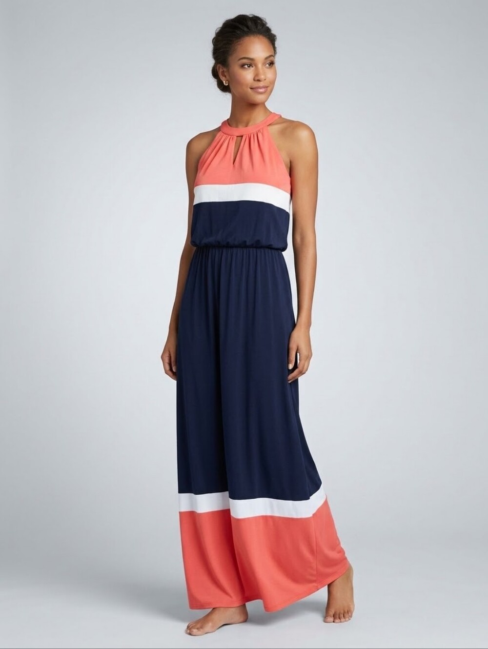 NWT London Times Halter Neck Long Maxi Dress Womens 6